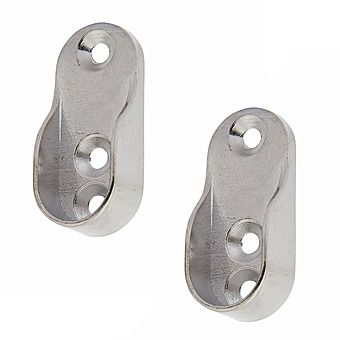 Chrome Oval Rail End Sockets Pair 15 x 30mm