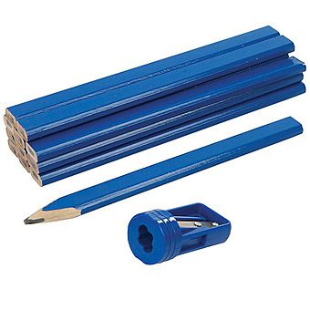 Silverline 12 Carpenter's Pencil & Sharpener Set