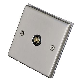 Single TV Aerial Socket Satin Chrome/Black Inserts