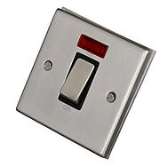 45 Amp Cooker Switch Satin Chrome with Black Inserts