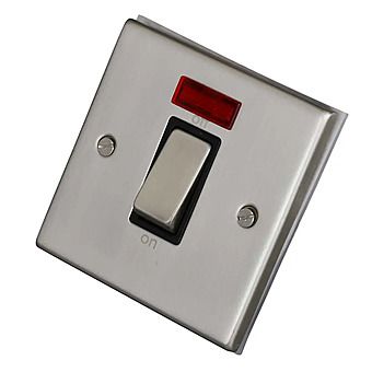 45 Amp Cooker Switch Satin Chrome with Black Inserts