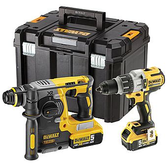 DeWalt DCK229P2T 18V XR Cordless SDS Drill and Combi Hammer Drill Brushless Twin Pack 2 x 5.0Ah Batteries