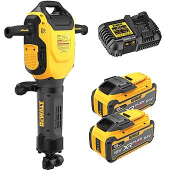 DeWalt DCH966Z2 54V FlexVolt 17kg Cordless Demolition Breaker Hammer with 2x 15.0Ah Batteries