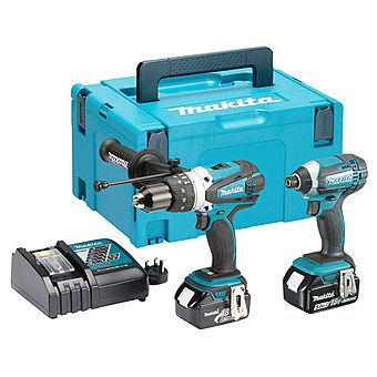 Makita DLX2145TJ 18V Cordless Combi Drill & Impact Driver Twin Pack 2 x 5.0Ah Batteries