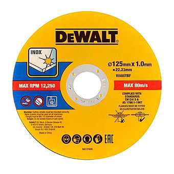 DeWalt DT20594 125mm Metal/Inox Bonded Cutting Disc