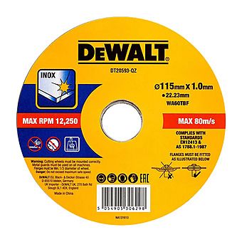 DeWalt DT20593 115mm Metal/Inox Bonded Cutting Disc