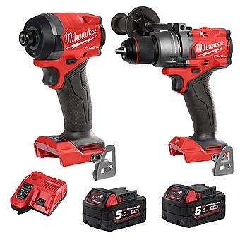 Picture of Milwaukee M18 FPP2A3-502X 18V FUEL Combi Drill & Impact Driver Twinpack 2 x 5.0Ah Batteries | 4933480876