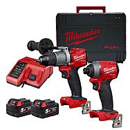 Milwaukee M18 FPP2A2-502X 18V FUEL Combi Drill & Impact Driver 2 x 5.0Ah Batteries