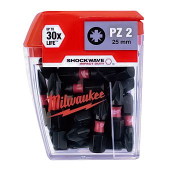 Milwaukee 25 Pack Shockwave PZ2 25mm Screwdriver Bits | 4932472041