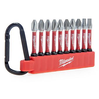 Milwaukee 10 Piece Shockwave Screwdriving Bit Set with Carabiner | 4932492939 