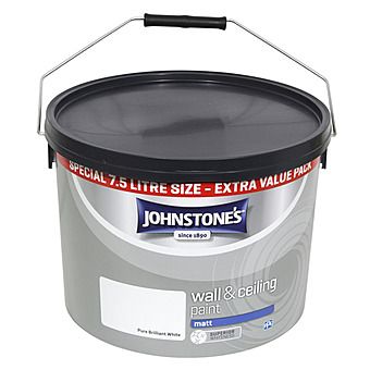 Johnstone's Brilliant White Matt Emulsion Paint for Ceilings and Walls 7.5L