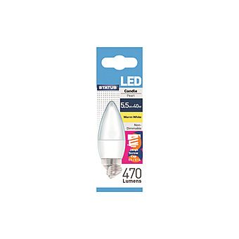 Picture of Status 5W = 40W Warm White LED Pearl Light Bulb Candle 470lm E27/E14/B22d