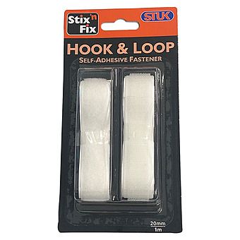 Stuk Hook And Loop White 20mm x 1 Metre Velcro