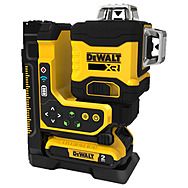 DeWalt DCLE34035D1 18V XR 3x360° Green Crossline 70m Remote Control Laser & 2.0Ah Battery