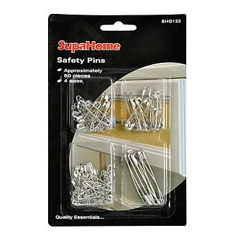 SupaHome Safety Pins 80 Pack of 4 Sizes