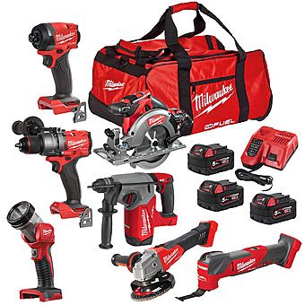 Picture of Milwaukee M18 FPP7A3-503B 7 Piece 18V FUEL Cordless Kit Power Pack 3 x 5.0Ah Batteries | 4933480878