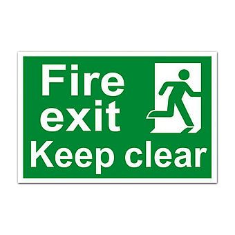 Fire exit Keep clear Self Adhesive PVC Sign 30 x 20cm