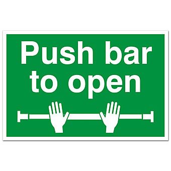 Push bar to open Fire Exit Sign 30 x 20cm Self Adhesive