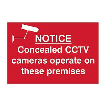Notice Concealed CCTV Cameras Operate On These Premises Sign 30x20cm