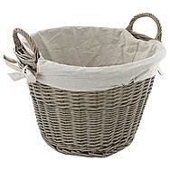 De Vielle Natural Wicker Round Basket With Canvas Liner