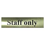 Staff Only Sign - Gold - Self Adhesive - 20x5cm