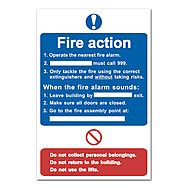 Fire Action Procedure Sign Self-Adhesive 20 x 30cm