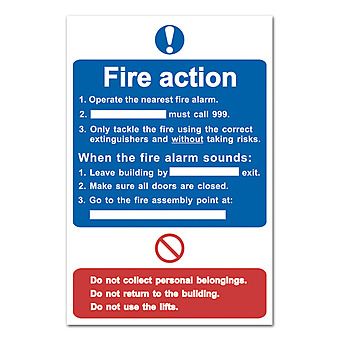 Fire Action Procedure Sign Self-Adhesive 20 x 30cm