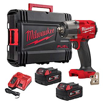 Milwaukee M18 FMTIW2F12-502X 18V FUEL 1/2" Impact Wrench With Friction Ring 2 x 5.0Ah Batteries | 4933478451