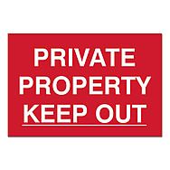 Private Property Keep Out Self Adhesive Sign 30 x 20cm