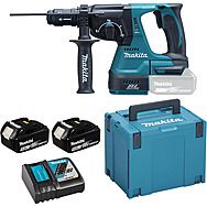 Makita DHR243RTJ 18V SDS+ Rotary Hammer Drill with Quick Change Chuck & 2x 5.0Ah Batteries