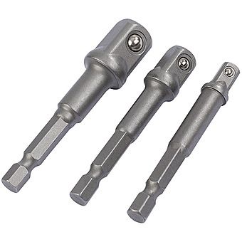 Draper 00001 1/4" hex to 1/4", 3/8" & 1/2" Square Socket Adaptor Set