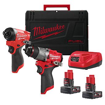 Milwaukee M12 FPP2A2-602X 12V FUEL Power Pack FPD2 Combi Drill & FID2 Impact Driver 2 x 6.0Ah Batteries Twinpack | 4933480589