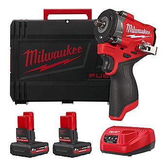 Milwaukee M12 FCIWF38G3-502X 12V FUEL 3/8" Compact Impact Wrench 2 x 5.0Ah High Output Batteries | 4933493453