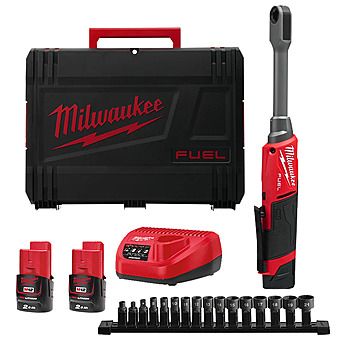 Milwaukee M12 FPTR-202X 12V FUEL 1/4" & 3/8" Insider Ratchet Wrench & 2 x 2.0Ah Batteries | 4933480755