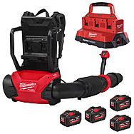 Milwaukee M18 F2BPB-124 18V FUEL Dual Battery Backpack Blower 4 x 12.0Ah High Output Batteries & Six Bay Packout Charger | 4933493214