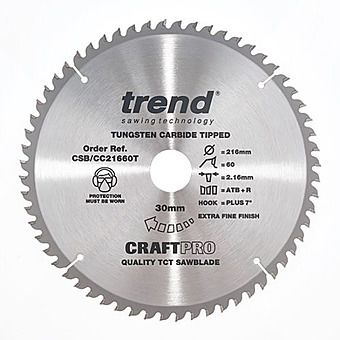 Trend CSB/CC21660T 216mm x 30mm 60T Circular Saw Blade