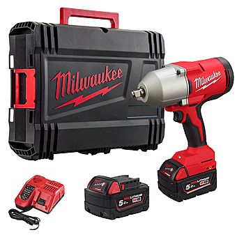 Milwaukee M18 BLHIWF12-502X 18V Brushless 1/2" Impact Wrench with Friction Ring & 2 x 5.0Ah Batteries | 4933498205