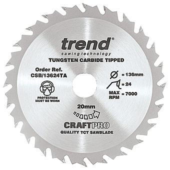 Trend 136mm x 20mm 24T Circular Saw Blade (Fits DSS501) CSB/13624TA