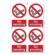 No smoking Quadruple Self Adhesive Sign 20x30cm