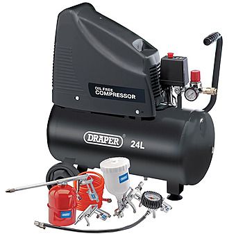 Draper 90126 24L Air Compressor & Tools 1.5HP 230V