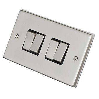 4 Gang Light Switch Satin Chrome/Black Inserts