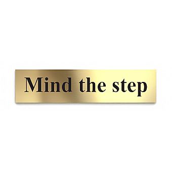 Mind the step Gold Effect Self-Adhesive Sign 20 x 5cm