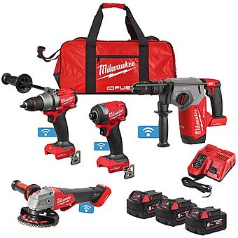 Milwaukee M18 ONEPP4A3-503B 4 Piece 18V FUEL One Key Power Pack Kit 3 x 5.0Ah Batteries | 4933499430