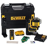 DeWalt DCLE34035D1 18V XR 3x360° Green Crossline 70m Remote Control Laser & 2.0Ah Battery