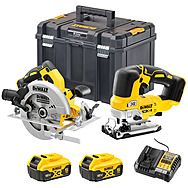 DeWalt DCK2012P2T 18V XR Woodworkers Twin Pack Circular Saw and Jigsaw 2 x 5.0Ah Batteries