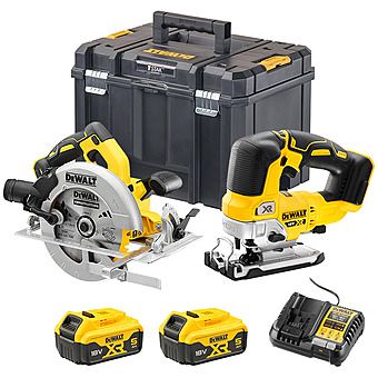 DeWalt DCK2012P2T 18V XR Woodworkers Twin Pack Circular Saw and Jigsaw 2 x 5.0Ah Batteries