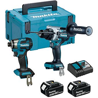 Makita DLX2516TJ 18V Cordless Combi Drill & Impact Driver Twin Pack 2 x 5.0Ah Batteries