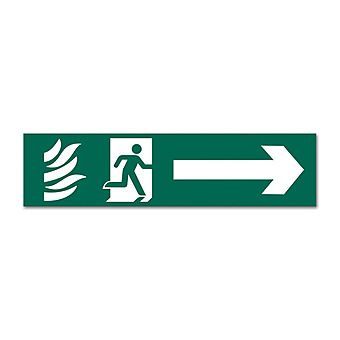 Picture of Fire Exit Flame, Running Man & Arrow Sign (down, left or right) Self Adhesive 20 x 5cm
