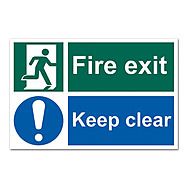 Fire exit Keep clear Sign 30x20cm Self Adhesive
