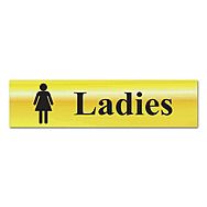 Ladies Toilet/Bathroom Sign Polished Gold Effect 20x5cm